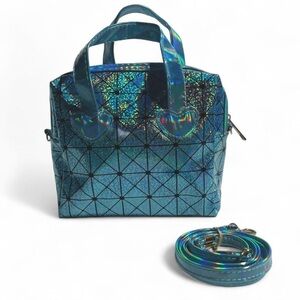 Y2K Holographic Geometric Mini Bag Iridescent Blue Heart Luminous Crossbody Tote